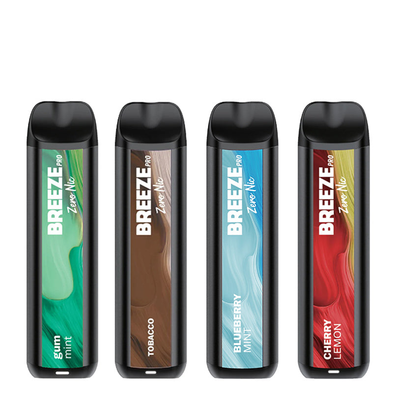 Four flavors of Breeze Pro ZERO Nicotine Disposable - Vaper Corner