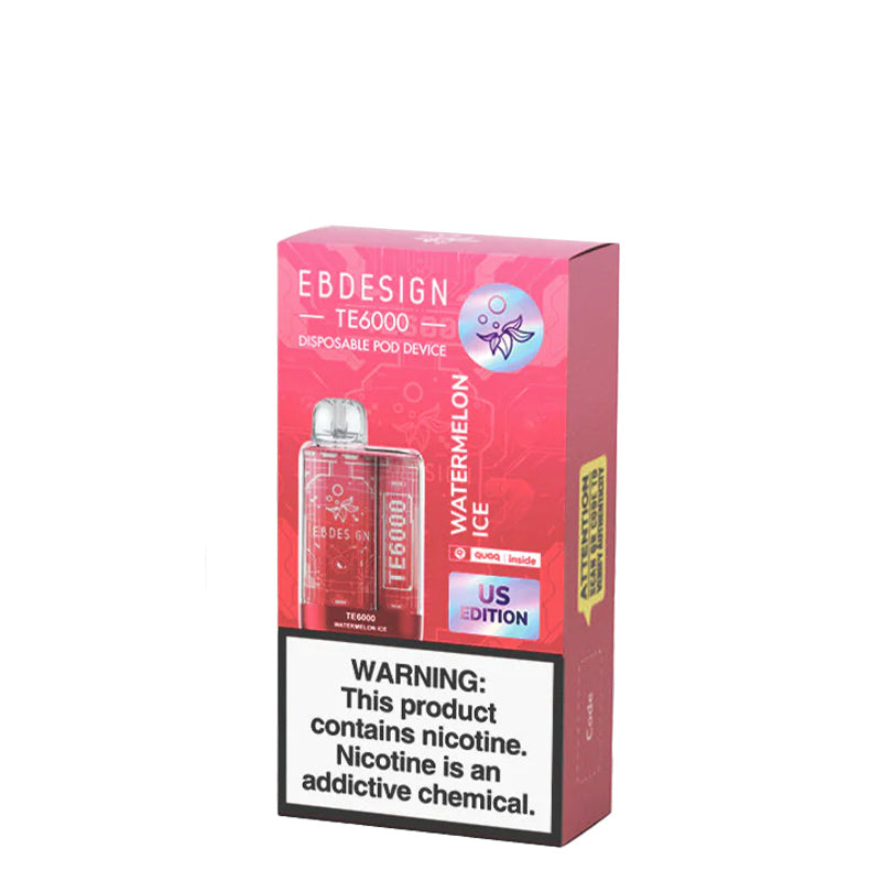 A box of EB TE6000 Disposable with a warning sign - Vaper Corner