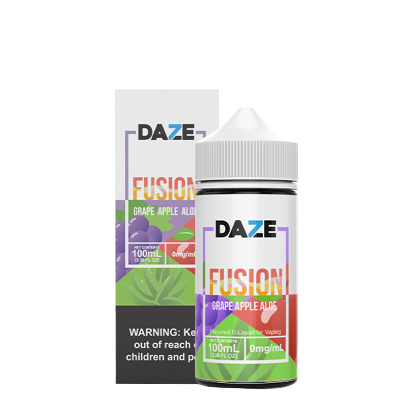 A box of IGrape Apple Aloe 7 Daze Fusion with a warning sign and a 100ml bottle next to it - Vaper Corner