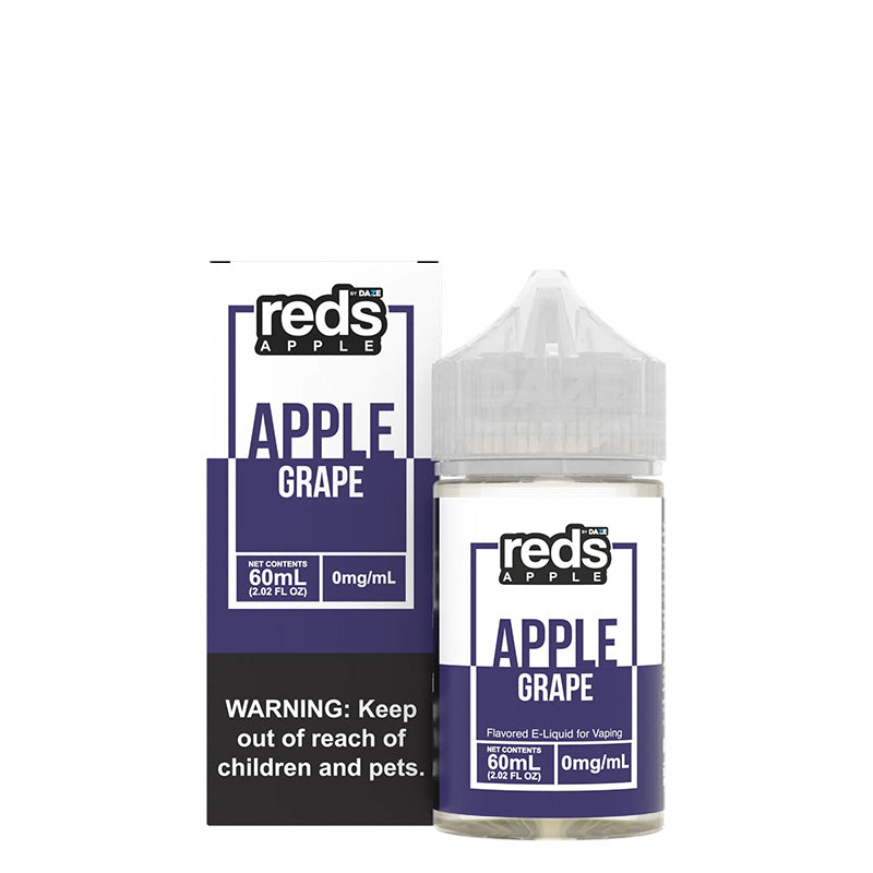 A box of Grape Reds Apple eJuice with a warning sign and a 60ml bottle next to it - Vaper Corner