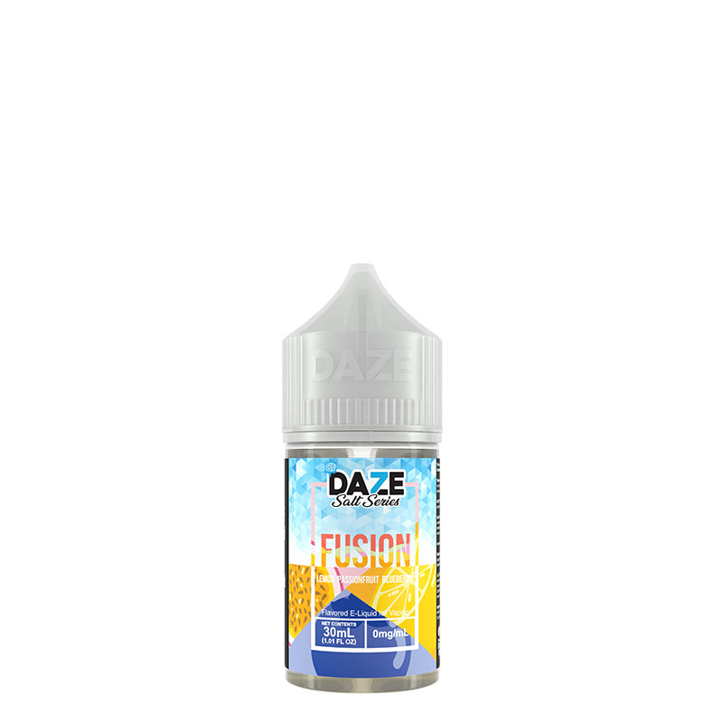 A 30ml bottle of ICED Lemon Passionfruit Blueberry 7 Daze Fusion Salt - Vaper Corner