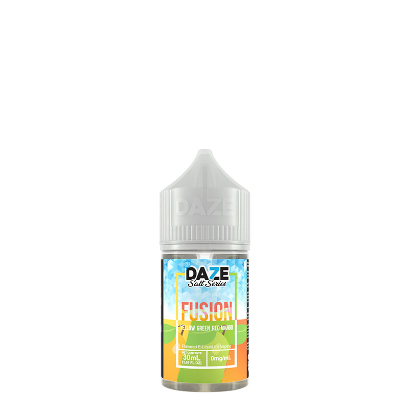 A 30ml bottle of ICED Yellow Green Red Mango 7 Daze Fusion Salt - Vaper Corner