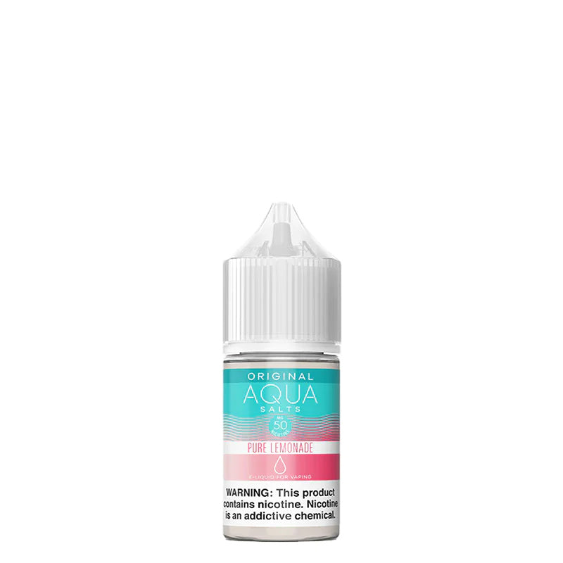 A 30ml bottle of Pure Lemonade AQUA Synthetic Salts with a warning sign - Vaper Corner