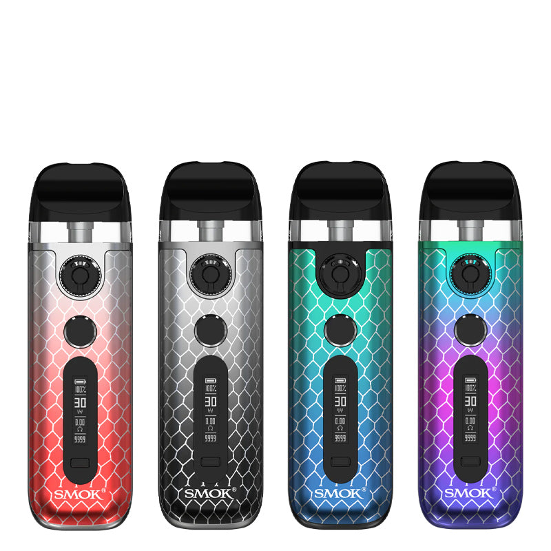 Four colors of SMOK Novo 5 Pod System Kit with display screen and firing button - Vaper Corner