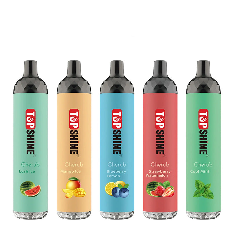 Five flavors of TopShine Cherub Zero Nicotine Disposable - Vaper Corner