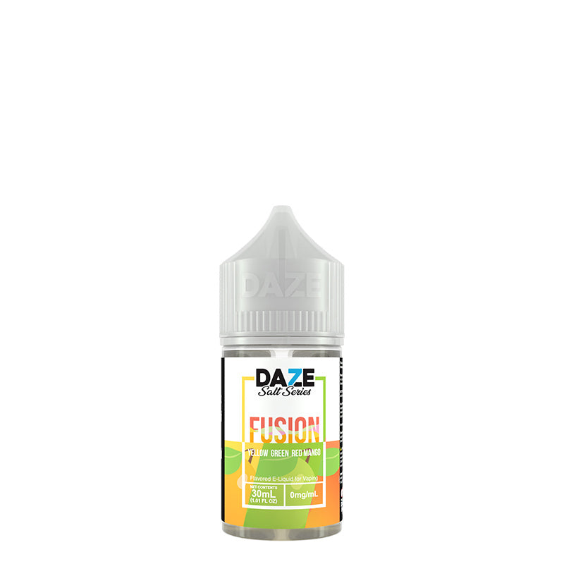 A 30ml bottle of Yellow Green Red Mango 7 Daze Fusion Salt - Vaper Corner