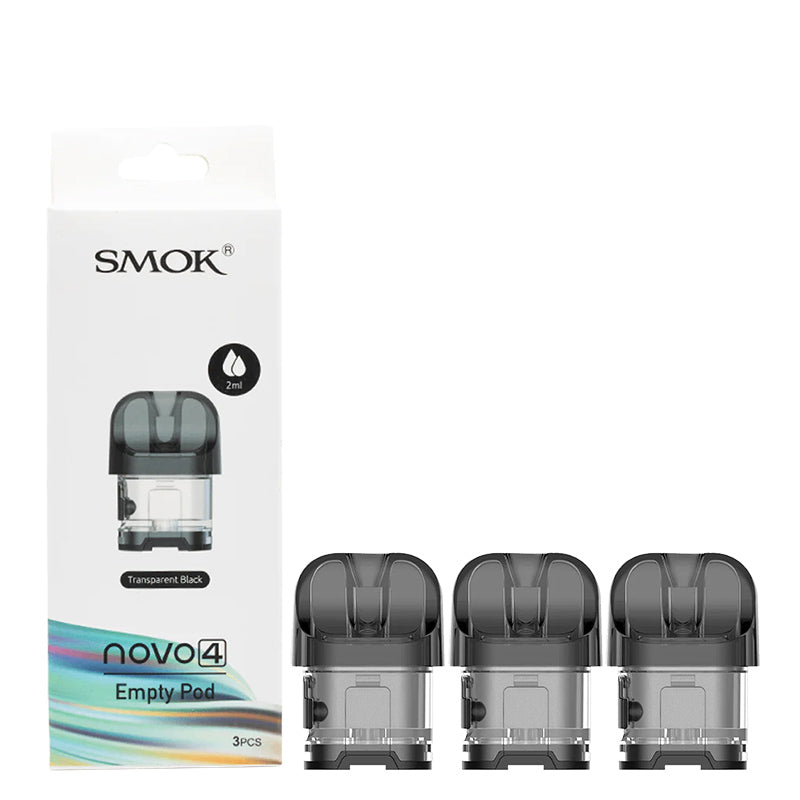 A box of Smok Novo 4 Replacement Pods and three pods next to it - Vaper Corner