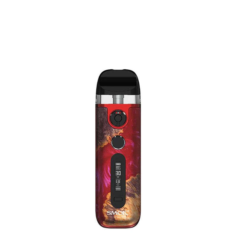 SMOK Novo 5 Pod System Kit Red Stabwood with display screen and firing button - Vaper Corner