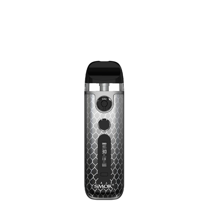 SMOK Novo 5 Pod System Kit Silver Black Cobra with display screen and firing button - Vaper Corner