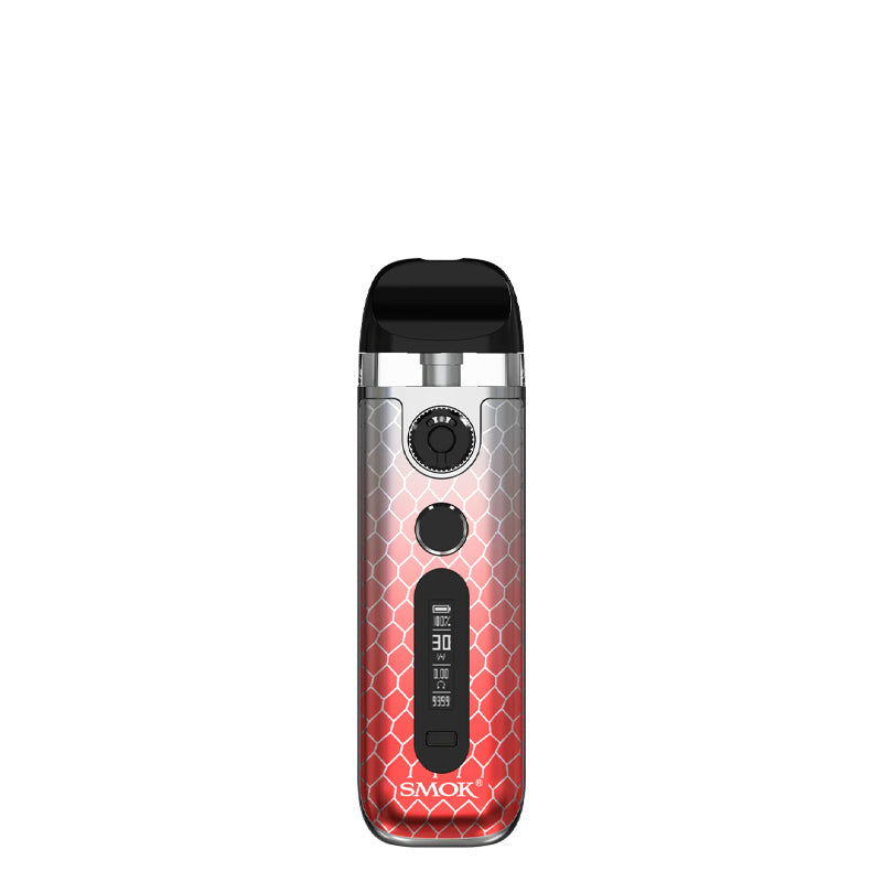 SMOK Novo 5 Pod System Kit Silver Red Cobra with display screen and firing button - Vaper Corner