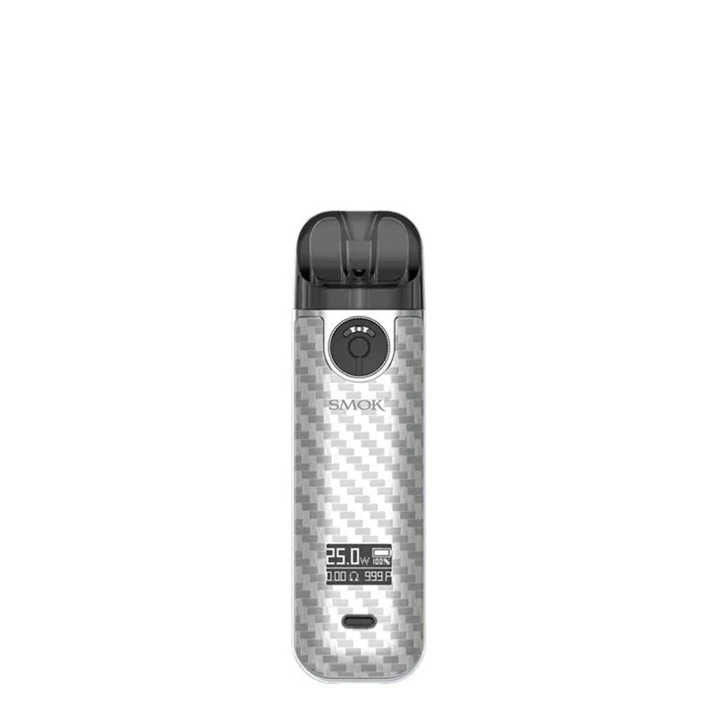 SMOK Novo 4 Kit Silver Carbon Fiber with OLED Display - Vaper Corner